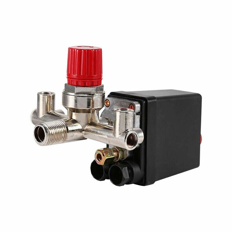 90-120PSI Air Compressor Pressure Switch Valve Manifold Regulator Gauges