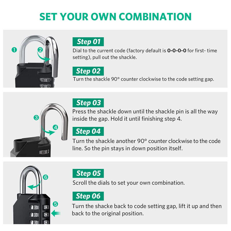 4 Digit Waterproof Combination Padlock for Gate Locker Outdoor