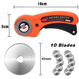 Rotary Cutter 45mm Fabric Cutting Tool 10 Blades