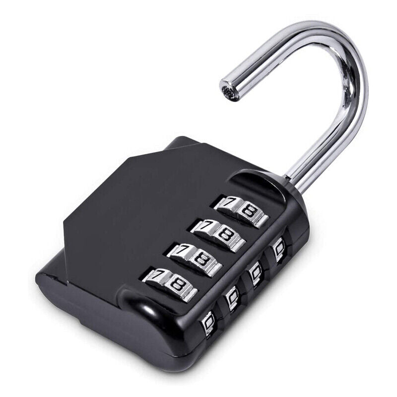 Combination padlock with its shackle open