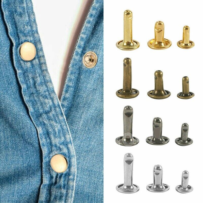 Leather Rivets Tool Metal Stud Set Double Cap Belt Repair DIY Kit
