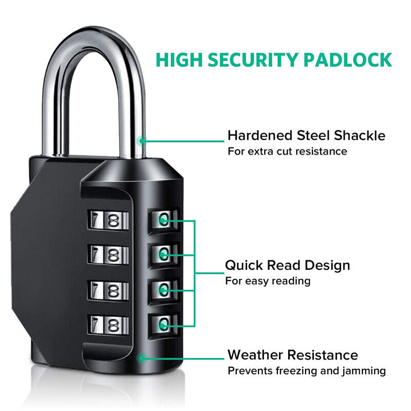 4 Digit Waterproof Combination Padlock for Gate Locker Outdoor