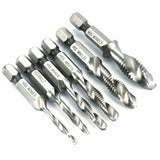 6PCS HSS Hex Shank Tap Drill Bits Metric Thread Screw Tapping Set