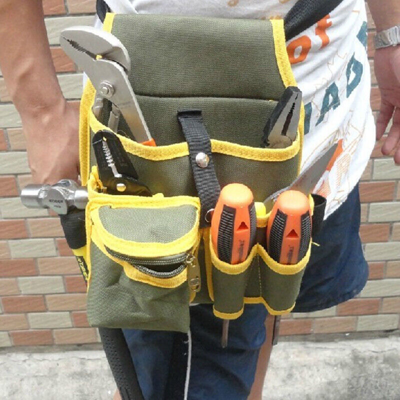 Electrician Waist Tool Bag Canvas Pouch with Multiple Pockets for Warehouse Use