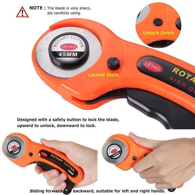 Rotary Cutter 45mm Fabric Cutting Tool 10 Blades