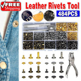 Leather Rivets Tool Metal Stud Set Double Cap Belt Repair DIY Kit