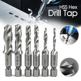 6PCS HSS Hex Shank Tap Drill Bits Metric Thread Screw Tapping Set