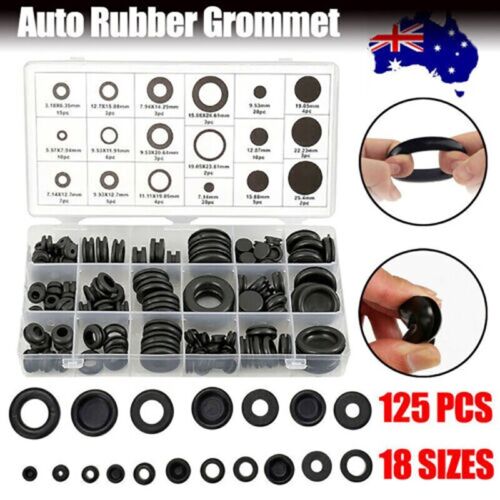 125PCS Rubber Grommet Assortment Kit with 18 Sizes for Automotive and DIY