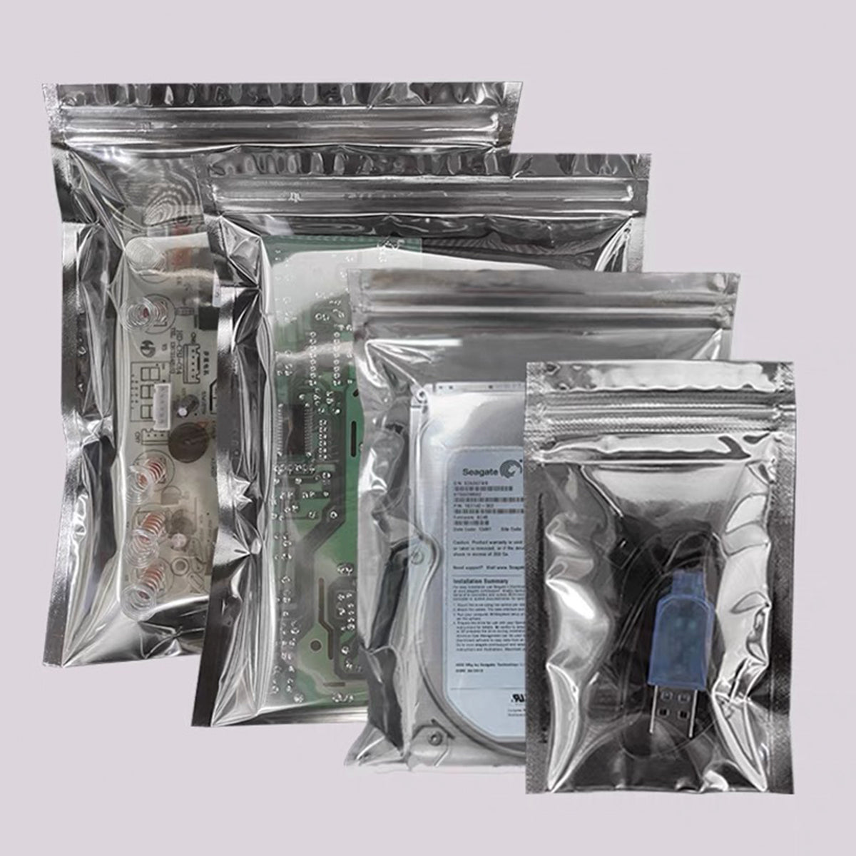 Plastic Anti Static Self Sealing Bags 100PCS Multi Size Resealable