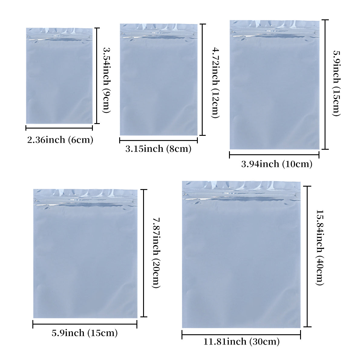Plastic Anti Static Self Sealing Bags 100PCS Multi Size Resealable