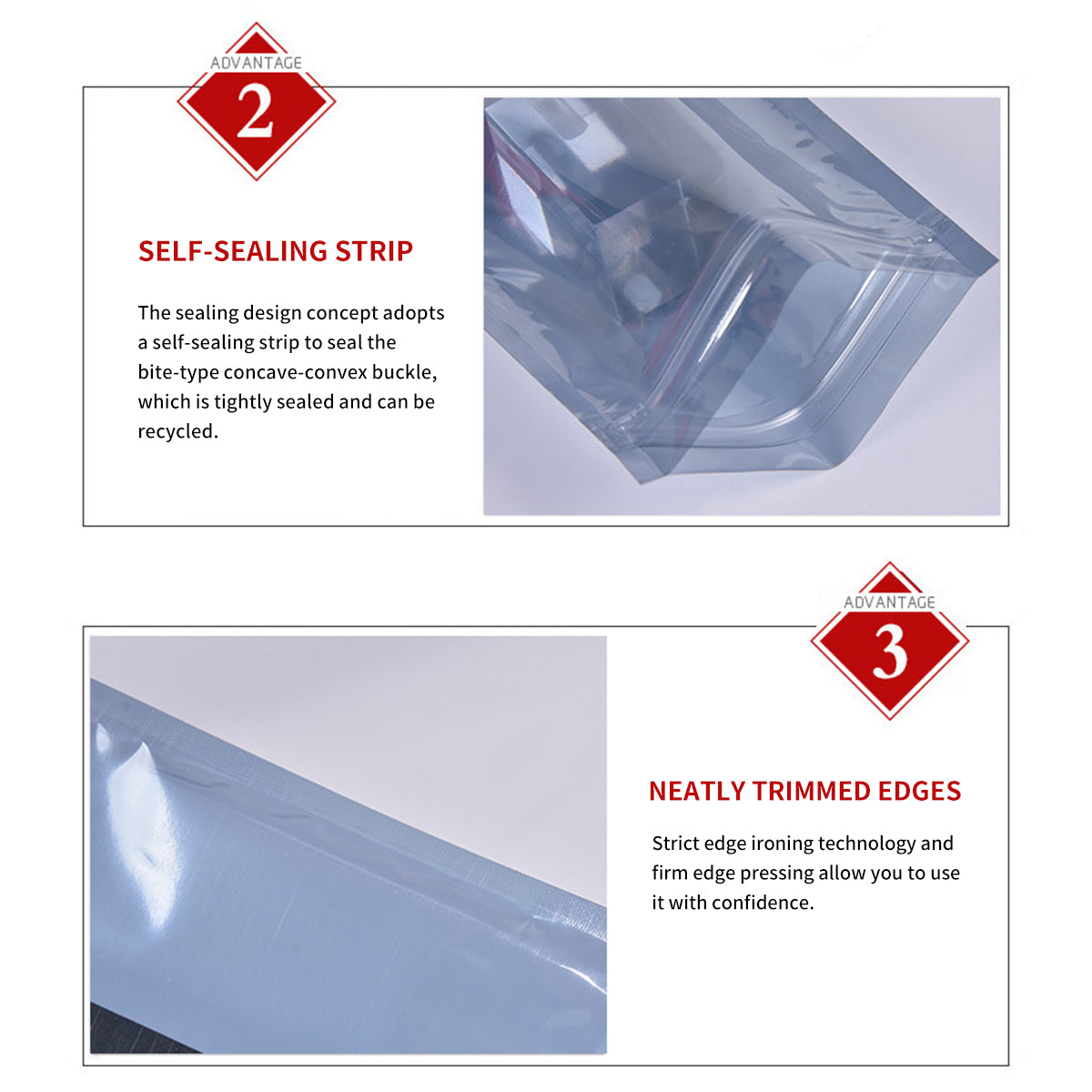 Plastic Anti Static Self Sealing Bags 100PCS Multi Size Resealable