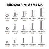 M3 M4 M5 500PCS Stainless Steel Hex Socket Screw Nut Set