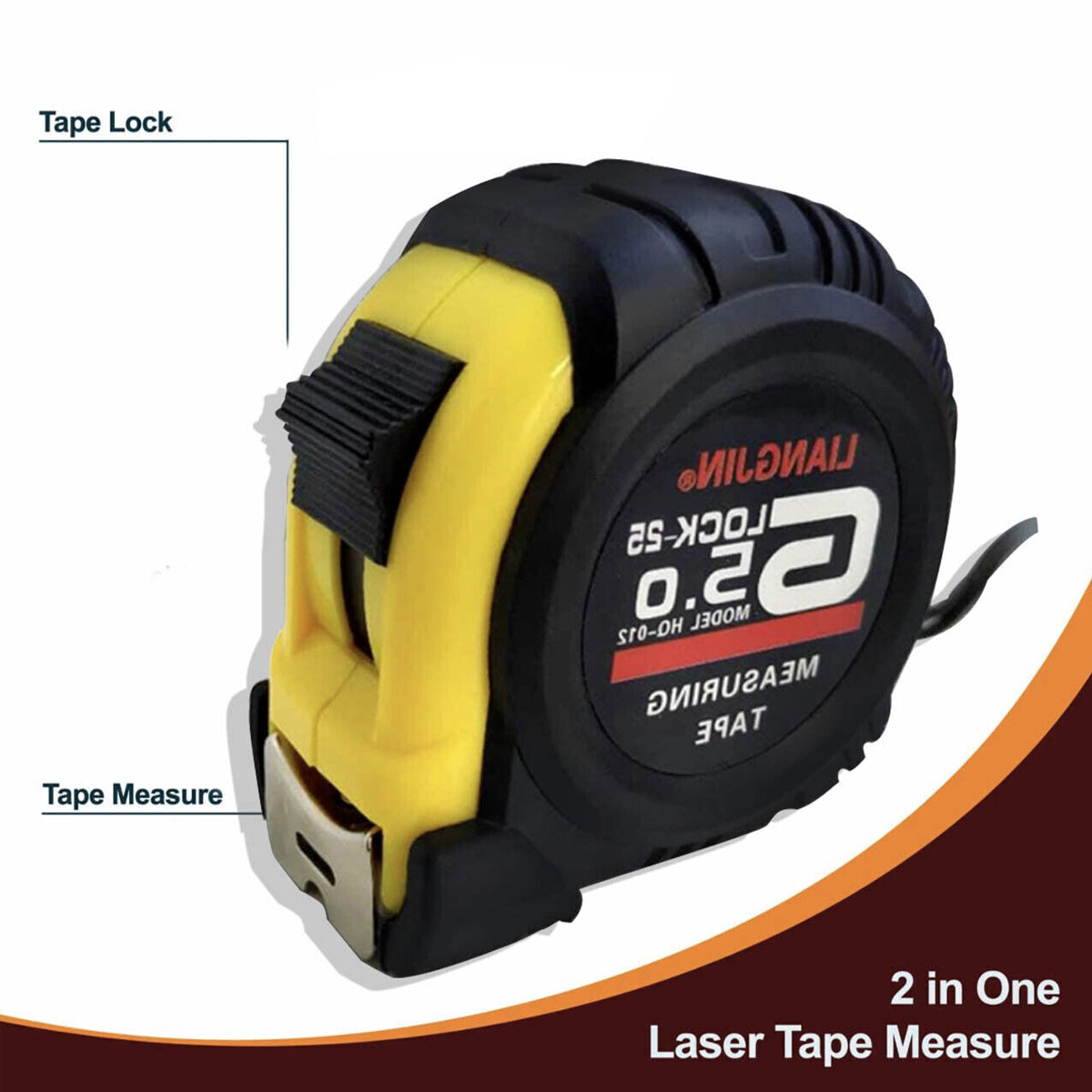 Steel Measuring Tape with Rubber Grip Dual-Sided Metric Inch 3/5/10m